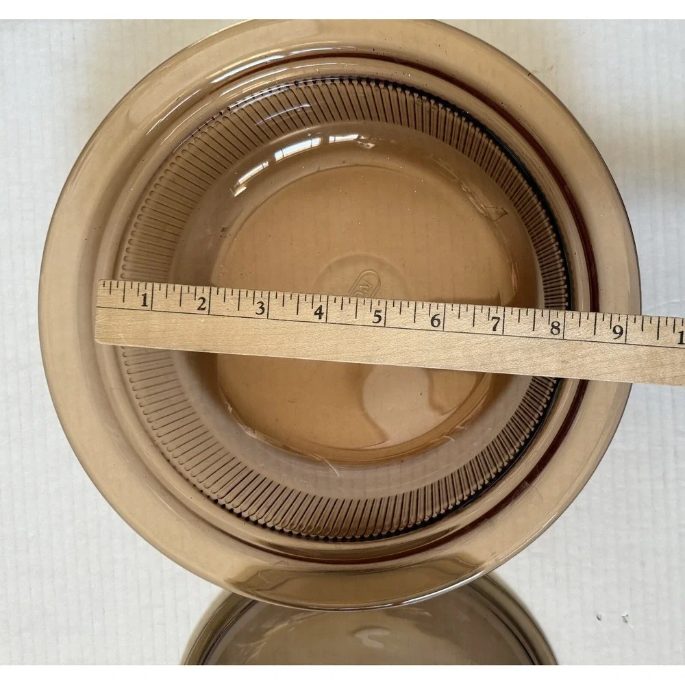 CORNING WARE VISIONS‎ V-32-B - Ribbed Amber Glass 1.5 QT Round Casserole Dish